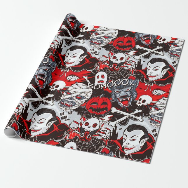 Vampires Night Matte Wrapping Paper, 30" x 6' Paper (Unrolled)