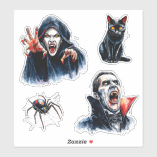 Vampiress and Vampire Halloween Gothic Cat Spider