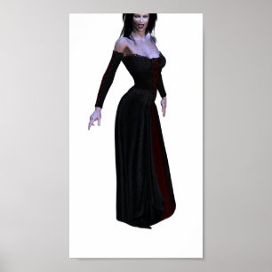 Vampiress in black and blood red poster