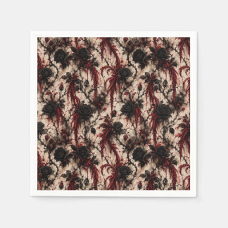 Vampiric Vines Blood Red Amaranth & Thorny Rose Napkin