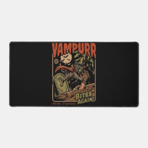 Vampurr Bites Again! Funny Cat Halloween Vintage Desk Mat