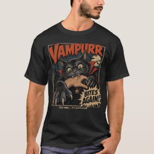 Vampurr Bites Again! Funny Vampire Cat Halloween T-Shirt