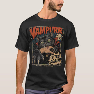 Vampurr Bites Again! Funny Vampire Cat Halloween  T-Shirt