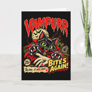 Vampurr Bites Again Halloween Vampire Cat Lovers Card