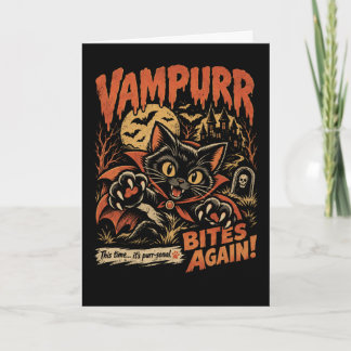Vampurr Bites Again Halloween Vampire Cat Lovers Card