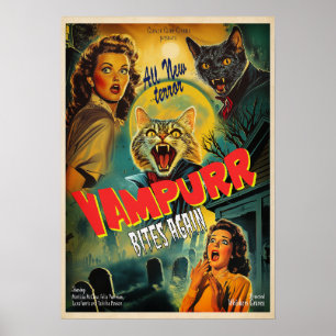 Vampurr Bites Again - retro horror poster