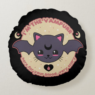 Vampurr Creepy Cute Halloween Round Cushion