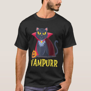 Vampurr Cute Vampire Cat Halloween Costume for Cat T-Shirt