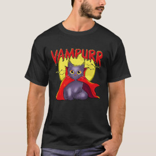 Vampurr Funny Halloween Cute Black Cat Vampire Wit T-Shirt