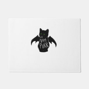 Vampurr Stay Spooky cute cat funny cat black Doormat