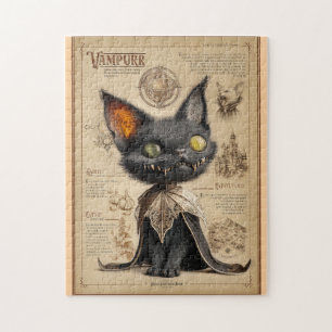 Vampurr: Vampire Cat Bestiary Illustration Jigsaw Puzzle