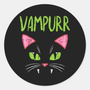 Vampurr Vampire Cat Funny Halloween Costume Women Classic Round Sticker