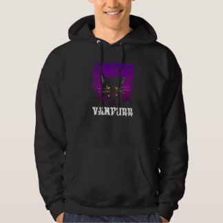 Vampurr Vintage Retro Vampire Black Cat Halloween  Hoodie