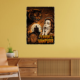 Vampurr Vintage Vampire Cat Lovers Funny Halloween Poster