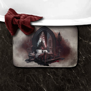 Vampy Boudoir   Gothic Red Victorian Bedroom Suite Bath Mat