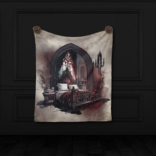 Vampy Boudoir Gothic Red Victorian Bedroom Suite Fleece Blanket