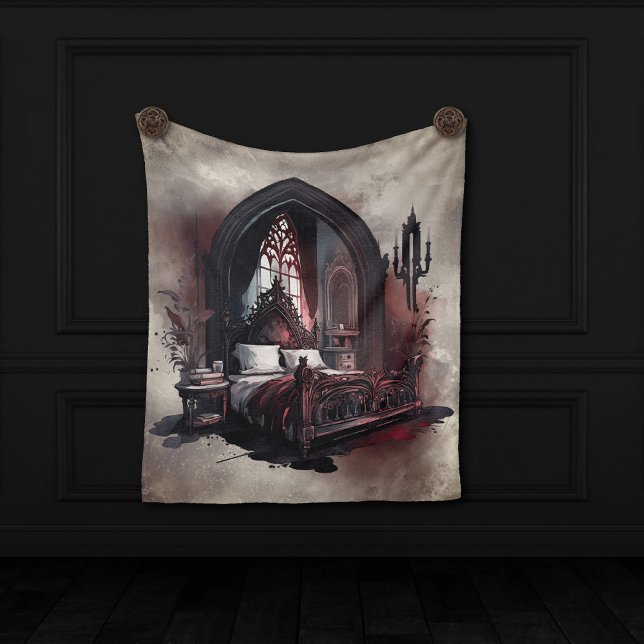 Vampy Boudoir | Gothic Red Victorian Bedroom Suite Fleece Blanket (Creator Uploaded)