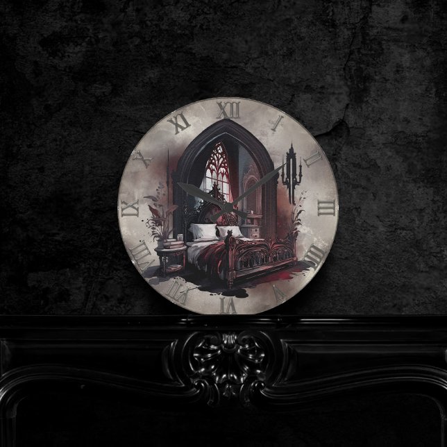 Vampy Boudoir | Gothic Red Victorian Bedroom Suite Round Clock (Creator Uploaded)