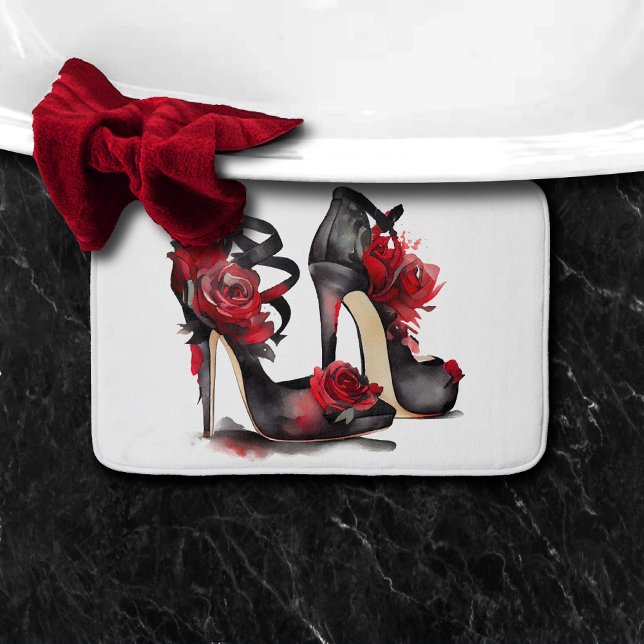 Vampy Fashion | Strappy Ankle Stilettos with Roses Bath Mat (Creator Uploaded)