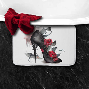 Vampy Spiked Stiletto   Red Rose Fashion High Heel Bath Mat