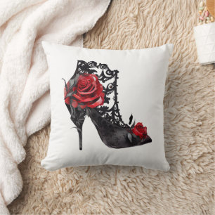 Vampy Spiked Stiletto   Red Rose Fashion High Heel Cushion