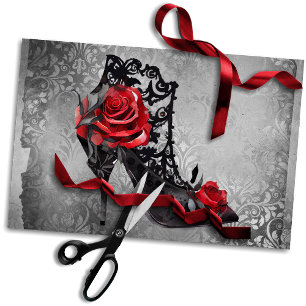 Vampy Vogue Grunge   Stiletto Lace Bootie Roses Tissue Paper