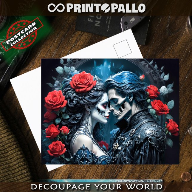 Vampyr and skull love forever postcard (Creator Uploaded)