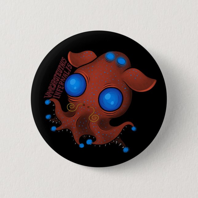 Vampyroteuthis Infernalis (with name) 6 Cm Round Badge (Front)