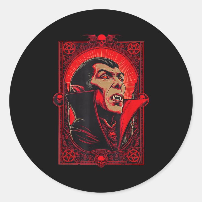 Vamre Dracula Gothic Horror Art -halloween Vamre F Classic Round Sticker (Front)
