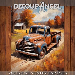 Van at the End of the Work - Decoupage - Tissue Paper