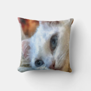 Van Cat With Blue Eyes Pet Portrait Cushion