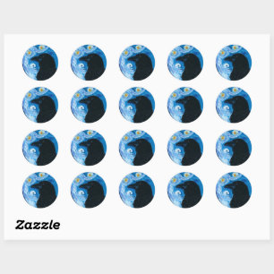  Van Crow Starry Night Classic Round Sticker