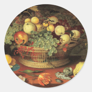 Van Der Ast - Still Life With Basket Of Fruit Classic Round Sticker