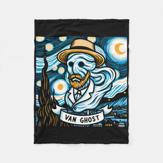 Van Ghost Art Teacher Halloween  Fleece Blanket (Front)