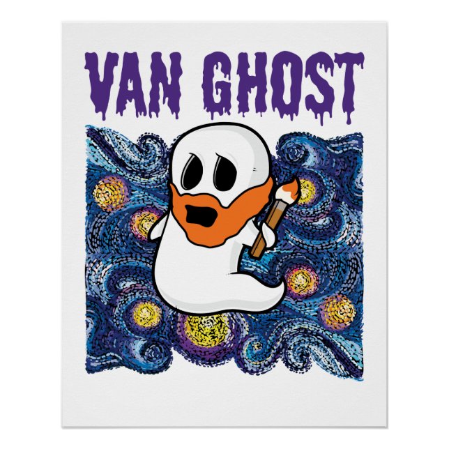 Van Ghost Funny Art Halloween Van Gogh Poster (Front)