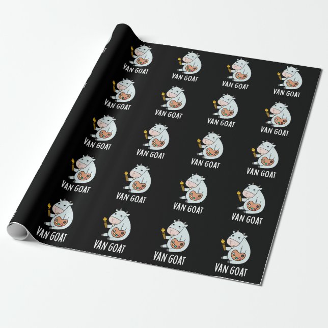 Van Goat Funny Artist Pun Dark BG Wrapping Paper (Unrolled)