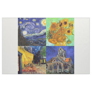 Van Gogh 4-up Starry Night Cafe Sunflowers Church Fabric