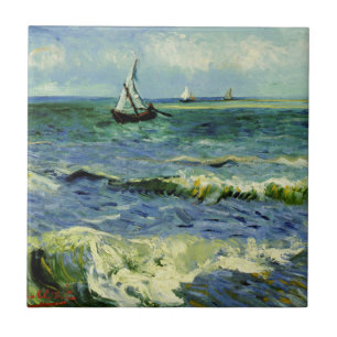 Van Gogh - A Fishing Boat at Sea Ceramic Tile
