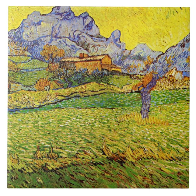 Van Gogh - A Meadow in the Mountains Ceramic Tile (Front)
