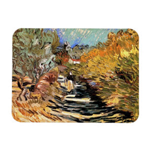 Van Gogh - A Road In Saint-Remy With Female Figure Magnet
