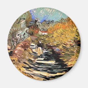 Van Gogh - A Road In Saint-Remy With Female Figure Magnet