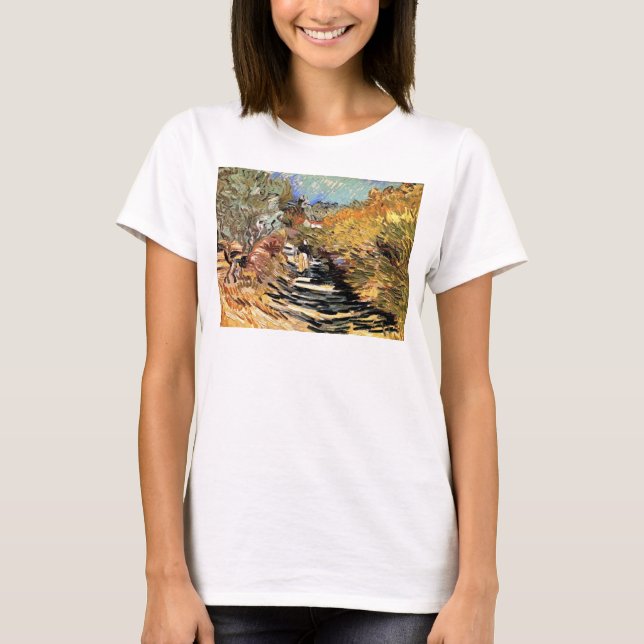 Van Gogh - A Road In Saint-Remy With Female Figure T-Shirt (Front)