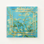 Van Gogh Almond Blossom with Gold Dust Notebook<br><div class="desc">Almond Blossom Tree by the world-famous Dutch painter Vincent van Gogh. Beautiful spring blossoms against a turquoise sky.
The design includes golden elements. You can edit the name or delete it by leaving the text box empty.  Perfect for nature lovers and art lovers.</div>