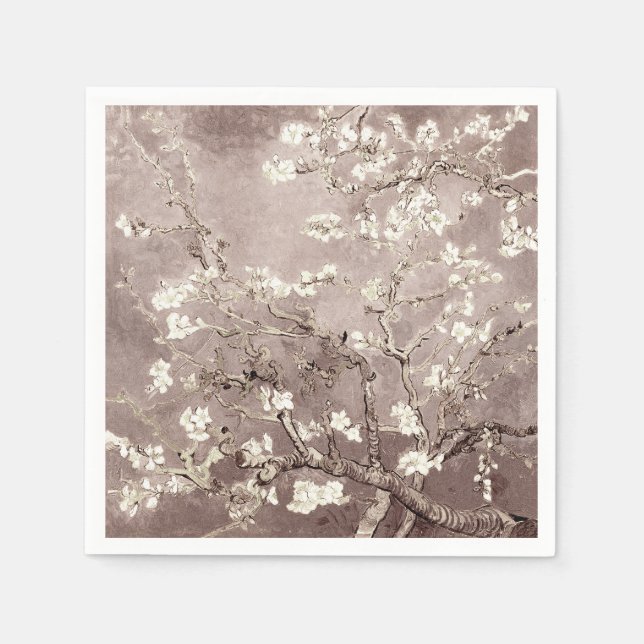 Van Gogh Almond Blossoms Beige Napkin (Front)