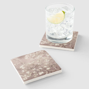 Van Gogh Almond Blossoms Beige Stone Coaster