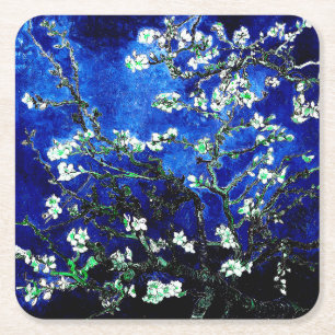 Van Gogh Almond Blossoms blue green Stone Coaster