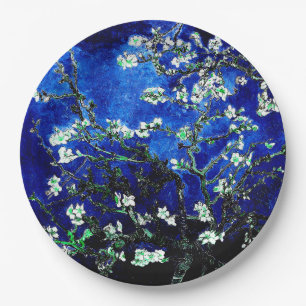 Van Gogh Almond Blossoms blue green Stone Coaster Paper Plate