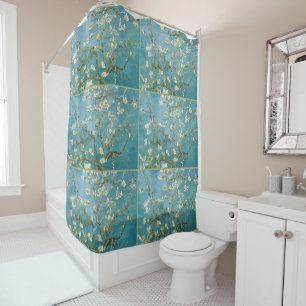 Van Gogh Almond Blossoms - Classic Blue Art Shower Curtain