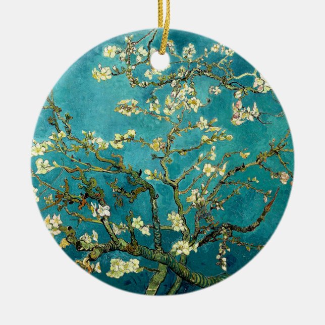 Van Gogh Almond Blossoms Classic Impressionism Ceramic Ornament (Front)
