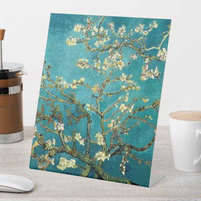 Van Gogh Almond Blossoms Classic Impressionism Pedestal Sign (In SItu)